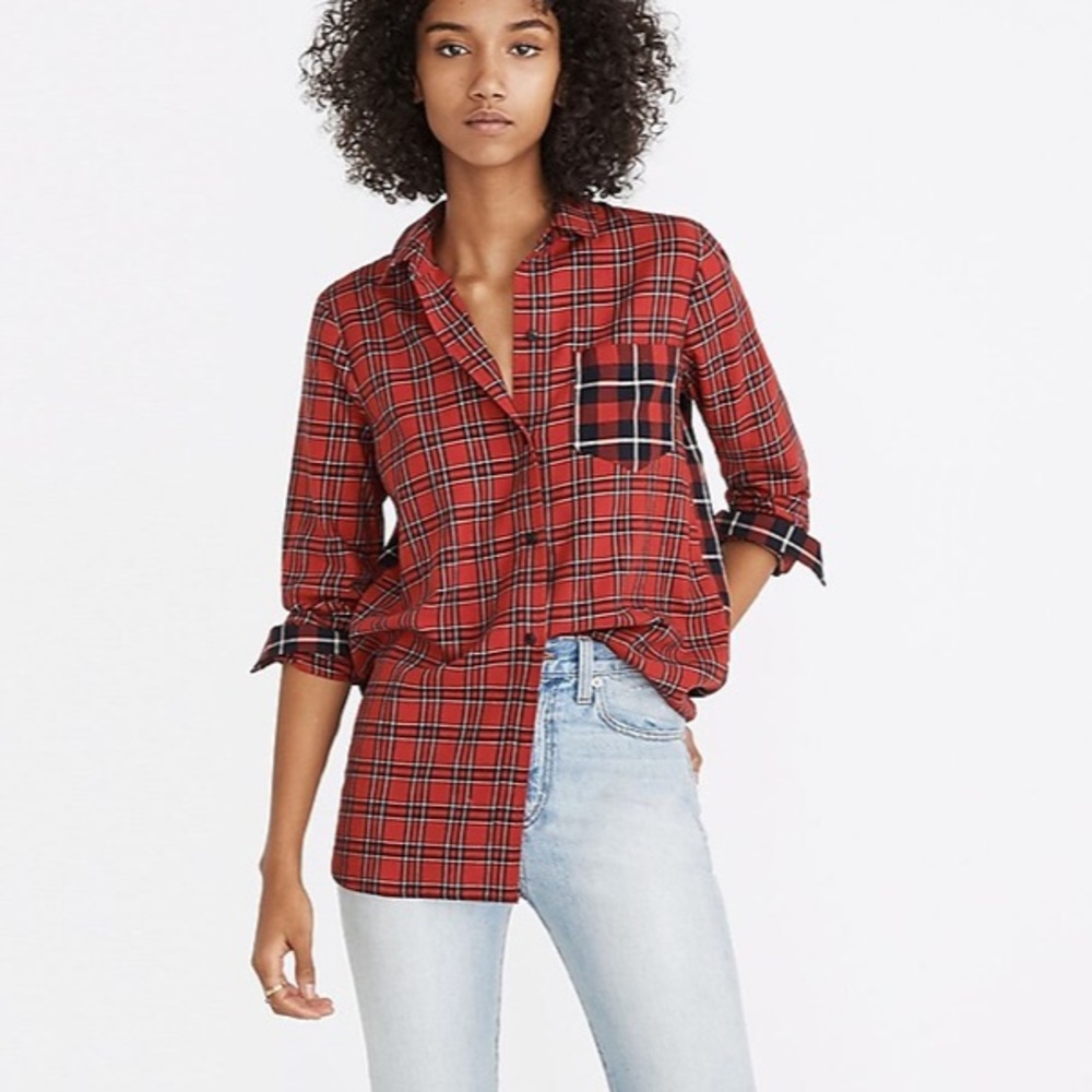 Madewell Classic Ex-Boyfriend Shirt in Plaid Patchwork